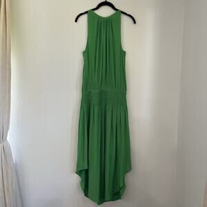Ramy Brook Kelly green Audrey Smocked Pleated Midi Dress Size M